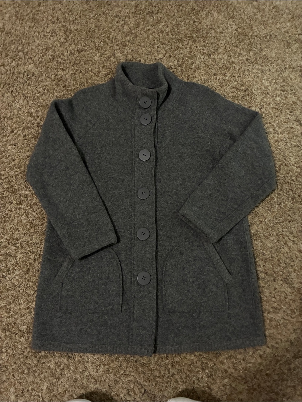 Jones New York Signature Petite Wool-Blend Car Coat Jacket Grey PM